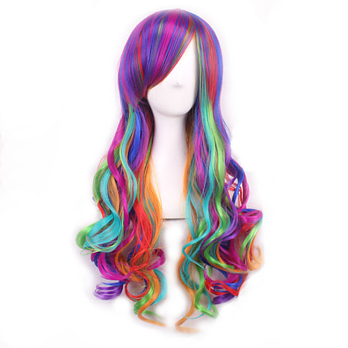 

Cosplay Costume Wig Synthetic Wig Curly Curly Wig Rainbow Synthetic Hair Women's Ombre Hair Multi-color