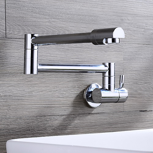 

Kitchen faucet-wall-mounted / folding / modern / brass / single handle single hole