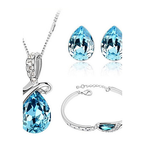

Crystal Jewelry Set Pear Cut Ladies Party Work Casual Earrings Jewelry Purple / Green / Blue For / Necklace