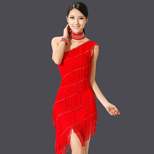 

Latin Dance Dress Tassel Women's Performance Sleeveless Chinlon