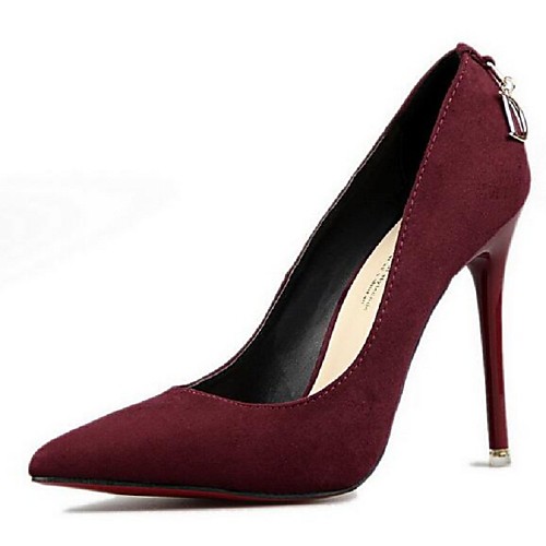 

Women's Stiletto Heel Comfort Dress Office & Career Leatherette Summer Black Fuchsia Burgundy / 3-4