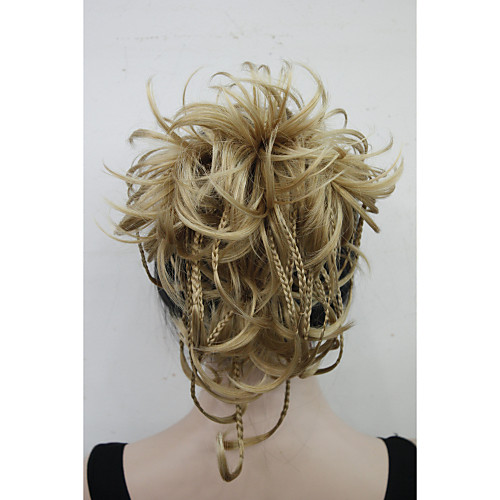 

new fashion golden blonde bendable wires short hairpiece tiny braids claw clip ponytail 0288a 24b