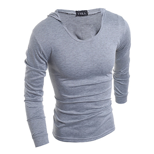 

Men's T shirt Solid Colored Fashion Plus Size Long Sleeve Daily Tops Cotton White Black Dark Gray