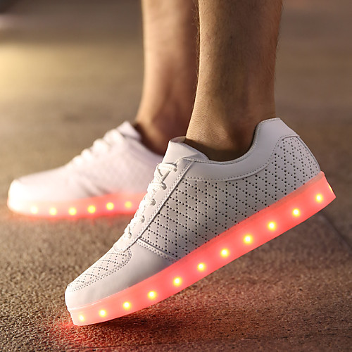 

Men's Comfort Shoes Light Up Shoes LED Casual Leather Slip Resistant White Black Fall Spring / Lace-up / EU42