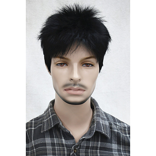 

Synthetic Wig Straight Straight With Bangs Wig Short Rainbow Dark Black Dark Brown Chestnut Brown Ash Brown Synthetic Hair 6 inch Men's Brown Natural Black StrongBeauty