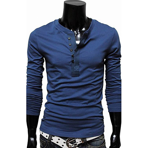 

Men's T shirt Solid Colored Plus Size Long Sleeve Daily Tops Camel Wine White