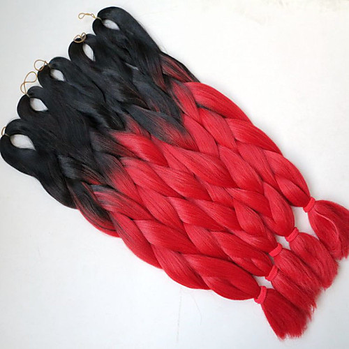 

24 100g Black Red Ombre xpression Two Tone Kanekalon Jumbo High Temperature Fiber Box Braiding Synthetic Hair
