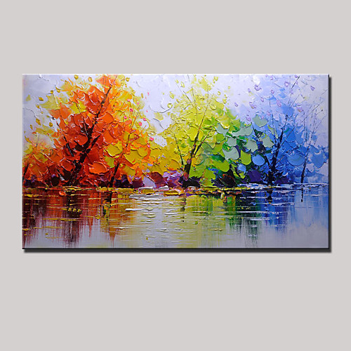 

Oil Painting Hand Painted Horizontal Panoramic Landscape Modern Stretched Canvas