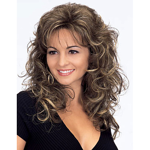 

Synthetic Wig Curly Wavy Curly Wig Medium Length Brown Synthetic Hair Women's Brown