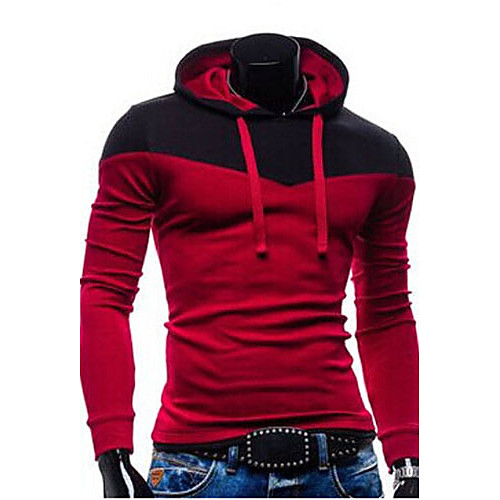 

Men's Plus Size Hoodie Color Block Casual / Daily Hoodies Sweatshirts Long Sleeve Wine Black Blue / Spring