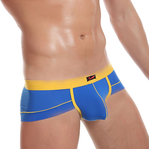

Men's Ice Silk Super Sexy Boxer Briefs Color Block 1 Piece Black Camel White S M L