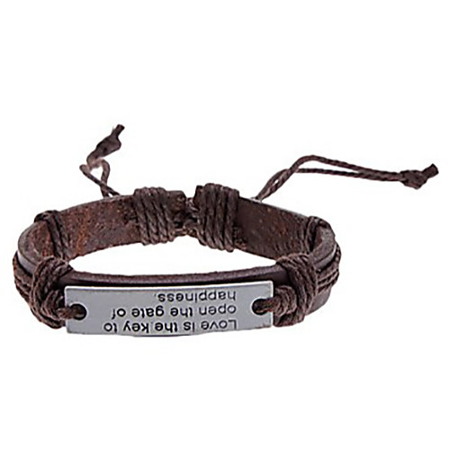 

Men's Leather Bracelet Handwriting Bracelet Love Leather Bracelet Jewelry Coffee For Party Daily Casual / Silver Plated