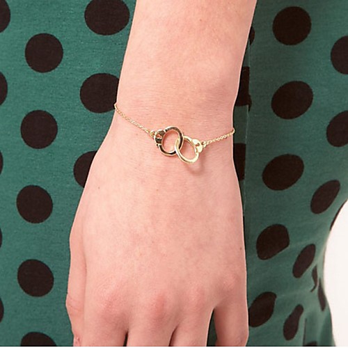 

Women's Chain Bracelet Charm Bracelet Handcuff Partners in Crime Interlocking Interlocking Circle Ladies Small Alloy Bracelet Jewelry Silver / Golden For Casual