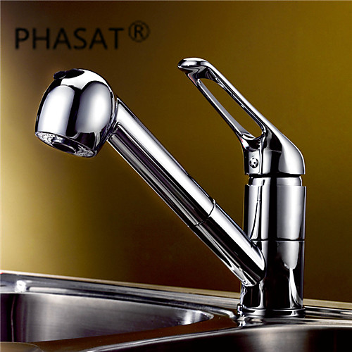 

Kitchen faucet - One Hole Chrome Pull-out / ­Pull-down Deck Mounted Contemporary Kitchen Taps / Single Handle One Hole