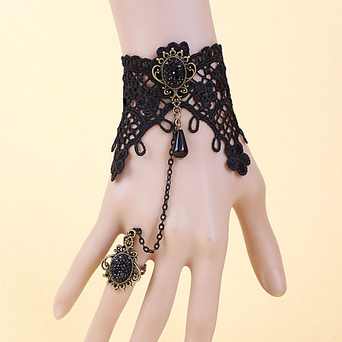 

Women's Ring Bracelet / Slave bracelet Gothic Jewelry Gothic Synthetic Gemstones Bracelet Jewelry Black For Christmas Gifts Party Daily Casual / Lace