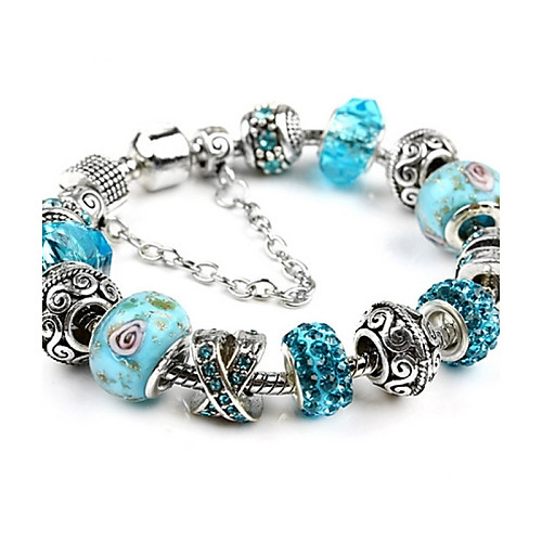 

Women's Charm Bracelet Bead Bracelet Ball Ladies Friendship Beaded Fashion Crystal Bracelet Jewelry Black / White / Silver For Wedding Party Daily Casual / Silver Plated
