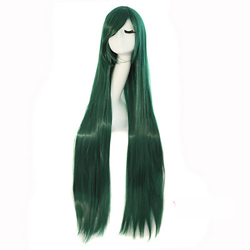 

cosplay long straight hair high temperature wire dark green synthetic wig hot sale Halloween