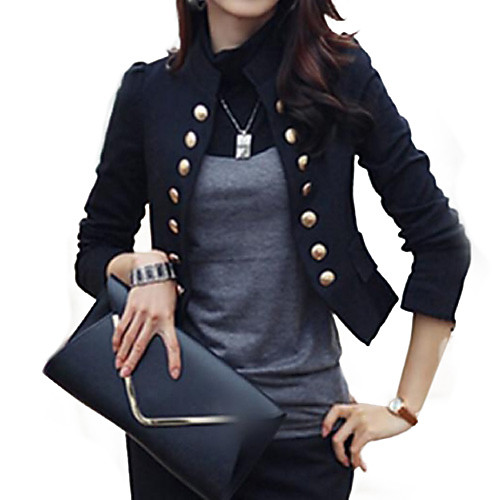 

Women's Blazer Solid Colored Cotton / Polyester Coat Tops White / Black