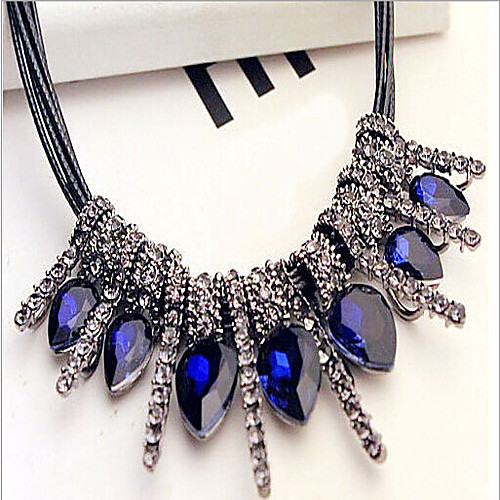 

Women's Sapphire Crystal Statement Necklace Bib Marquise Cut Aquarius Statement Ladies European Fashion Alloy Screen Color Necklace Jewelry For Special Occasion Birthday Gift