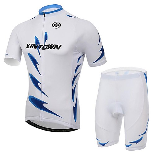 

Men's Short Sleeve Cycling Jersey with Shorts - White Stripes Bike Shorts Clothing Suit Breathable Ultraviolet Resistant Sweat-wicking Sports Polyester Lycra Stripes Clothing Apparel