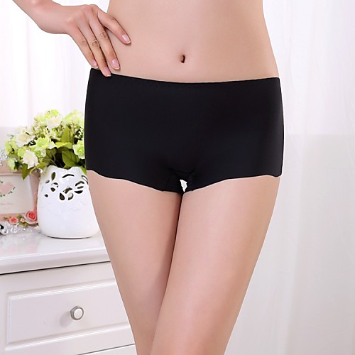 

Women's Shorties & Boyshorts Panties / Seamless Panty Solid Colored Mid Waist White Black Purple One-Size