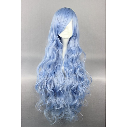 

Lolita Wigs Sweet Lolita Dress Blue Sweet Lolita Elegant Vacation Dress Lolita Wig 35 inch Cosplay Wigs Solid Colored Wig Halloween Wigs