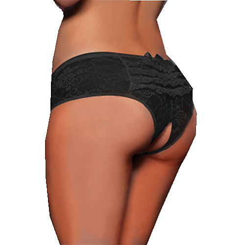 

Women's Hole Lace Erotic Ultra Sexy Panty - Plus Size, Jacquard Mid Waist White Black Pink M L XL