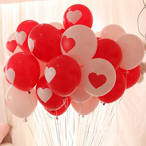 

Red White Balloons Love Heart Wedding Birthday Valentine Day Decoration 10pcs