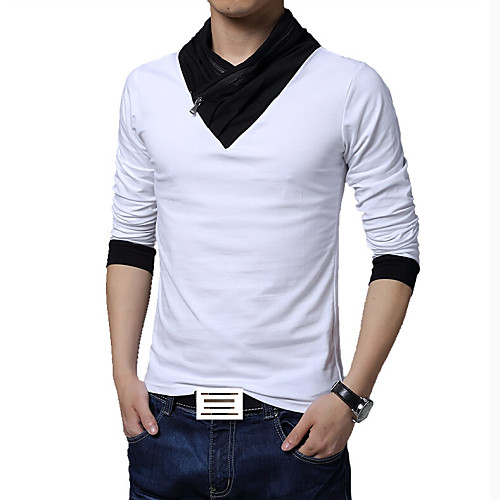 

Men's T shirt Solid Colored Color Block Plus Size Long Sleeve Daily Tops Cotton White Black Gray