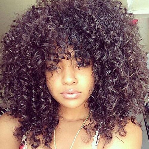 

Synthetic Wig Curly Curly Wig Medium Length Natural Black Synthetic Hair Women's African American Wig Natural Color