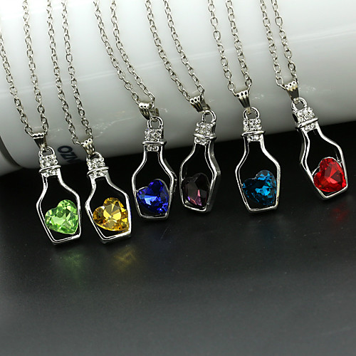 

Women's Sapphire Crystal Citrine Pendant Necklace Solitaire faceter Heart Love Ladies Fashion Crystal Alloy Purple Yellow Red Pink Green Necklace Jewelry For Wedding Party Daily Casual
