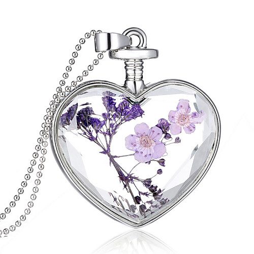 

Crystal Pendant Heart Ladies Fashion everyday fancy Sterling Silver Purple Necklace Jewelry For Wedding Party Daily Casual