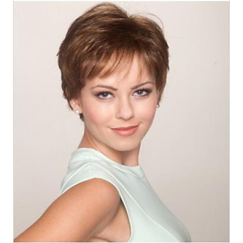 

Synthetic Wig Wavy Wavy Wig Short Brown Synthetic Hair Women's Brown