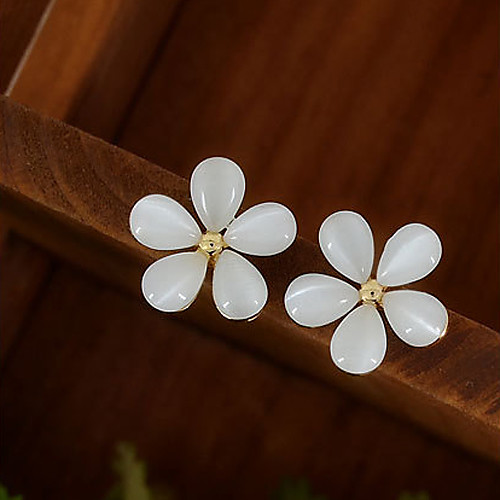 

Women's Synthetic Opal Stud Earrings Flower Ladies Earrings Jewelry White For Wedding Party Daily Casual