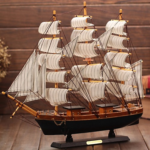 

Props Home Sailing Boat Model Children Mediterranean Style Toys Nautical Decor Wooden Furnishing Gift Bedroom Office Retro