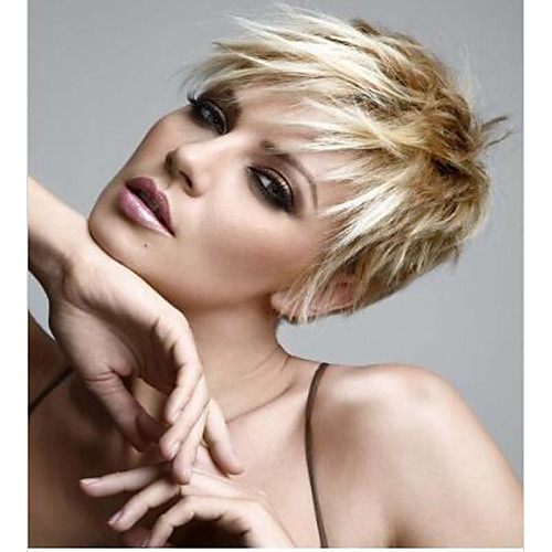 

Synthetic Wig Natural Wave Wavy Pixie Cut With Bangs Wig Short Blonde Synthetic Hair Women's Blonde