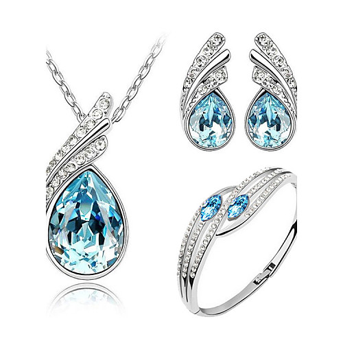 

Women's Sapphire Crystal Citrine Jewelry Set Pear Cut Solitaire Angel Wings Ladies Elegant everyday Crystal Earrings Jewelry Yellow / Green / Blue For Wedding Party Birthday Engagement Gift Daily