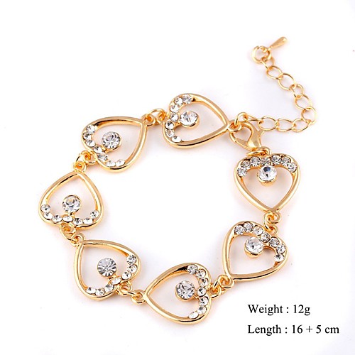 

European Style Elegant Heart Zircon Chain Bracelet Gold Plated