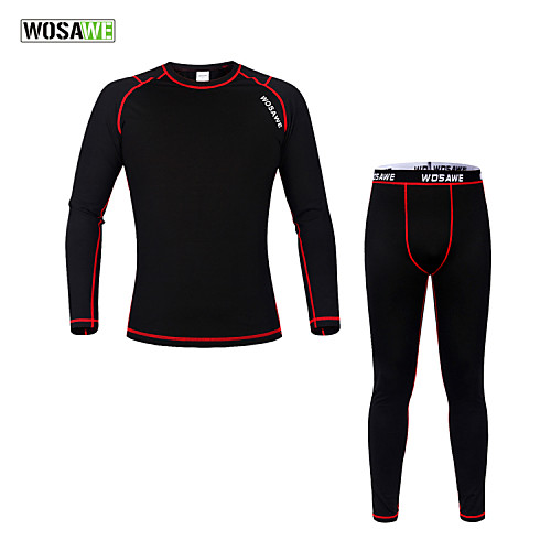 

WOSAWE Men's Women's Long Sleeve Cycling Base Layer Winter Fleece Polyester Black / Red Bike Jersey Tights Clothing Suit Thermal / Warm Fleece Lining Sports Solid Color Mountain Bike MTB Road Bike