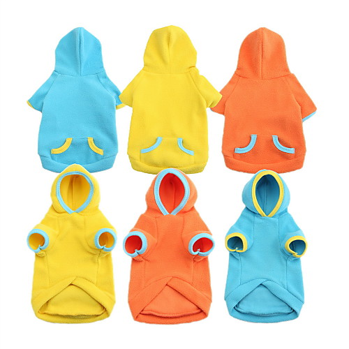 

Dog Hoodie Puppy Clothes Solid Colored Fashion Waterproof Dog Clothes Puppy Clothes Dog Outfits Yellow Blue Orange Costume for Girl and Boy Dog Cotton XS S M L XL