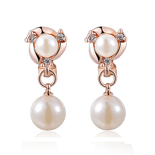 

Women's Pearl Earrings two stone Ladies Elegant everyday 18K Gold Plated Pearl Imitation Pearl Earrings Jewelry Silver / Rose Gold For Wedding Masquerade Engagement Party Prom Promise