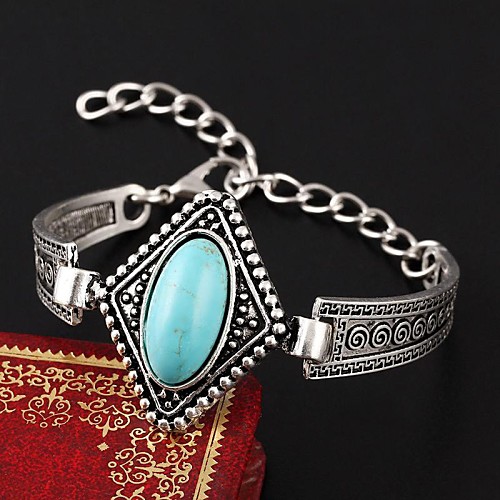 

European Style Elegant Vintage Turquoise Square Charm Bracelet