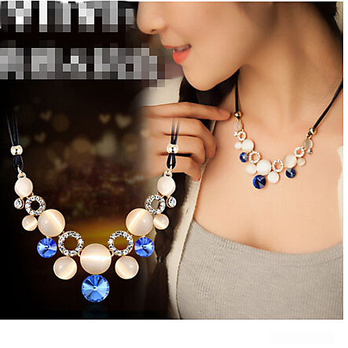

Women's Crystal Statement Necklace Ladies Synthetic Gemstones Opal Alloy Green Blue Necklace Jewelry For Party