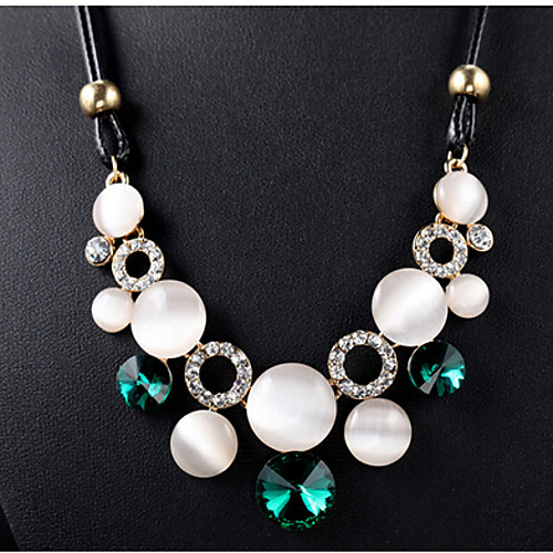 

Women's Crystal Statement Necklace Ladies Synthetic Gemstones Opal Alloy Blue Green Necklace Jewelry For Party