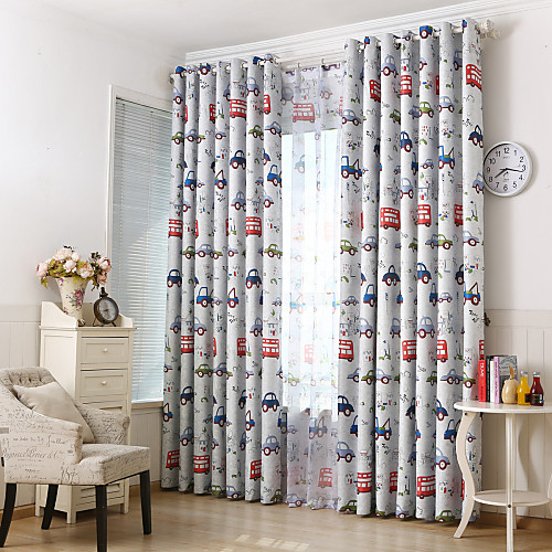 

Blackout Curtains Drapes Two Panels Bedroom Cartoon Polyester Print & Jacquard