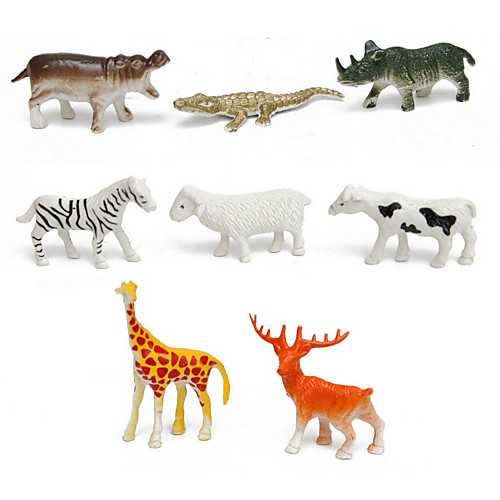 

8 pcs Action Figure Model Building Kit Horse Crocodile Sheep Zebra Deer Animals Novelty Simulation Plastic Imaginative Play, Stocking, Great Birthday Gifts Party Favor Supplies Boys' Girls'