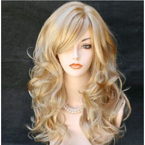 

Synthetic Wig Curly Curly Wig Blonde Long Blonde Synthetic Hair Women's Blonde