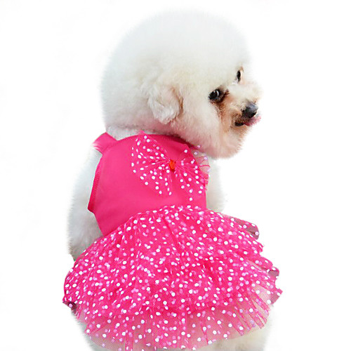 

Dog Dress Dog Clothes Yellow Red Blue Costume Baby Small Dog Cotton Polka Dot Bowknot Fashion XS S M L XL XXL