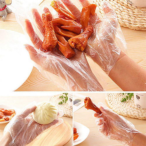 

100pcs BBQ Disposable Plastic Gloves For Travel Home Restaurant