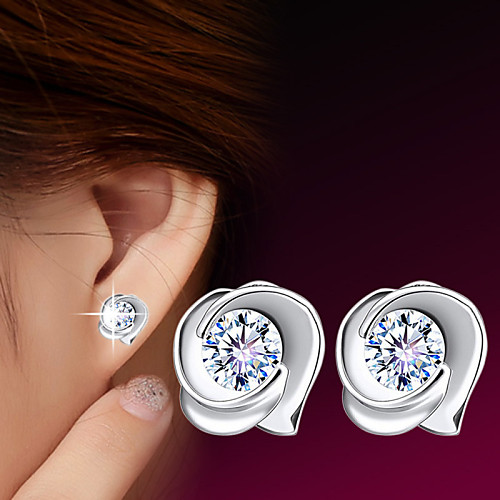 

Women's Stud Earrings Round Cut Ladies Sterling Silver Silver Earrings Jewelry For Wedding Party Daily Casual Sports